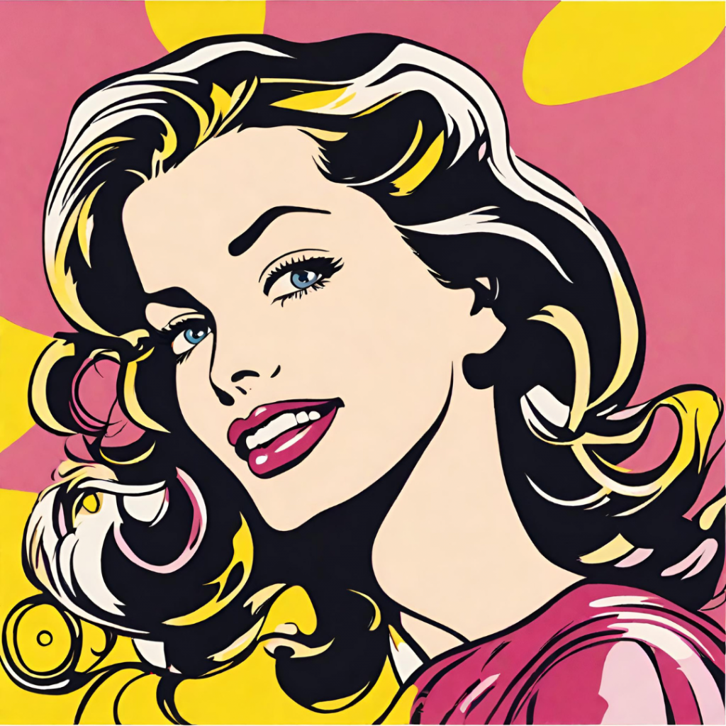 Lichtenstein style girl, buying Sugar Pie lip balms